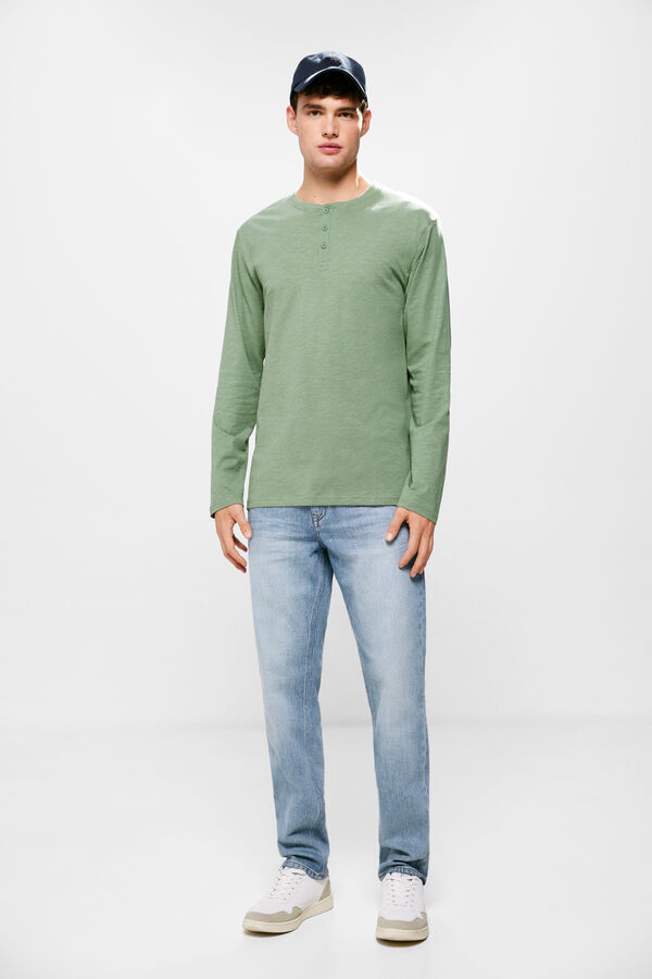 Springfield Long-sleeved Henley T-shirt green