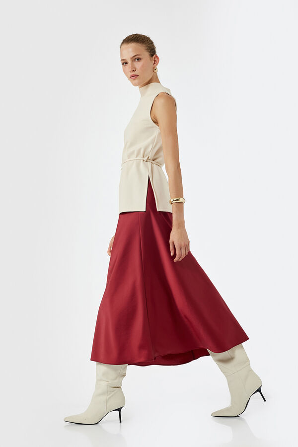 Koton Falda midi de corte regular con cintura est&aacute;ndar rojo