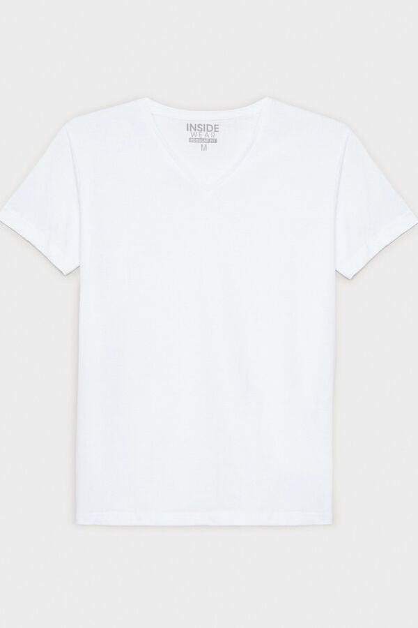 Springfield Basic-Shirt V-Ausschnitt Weiß