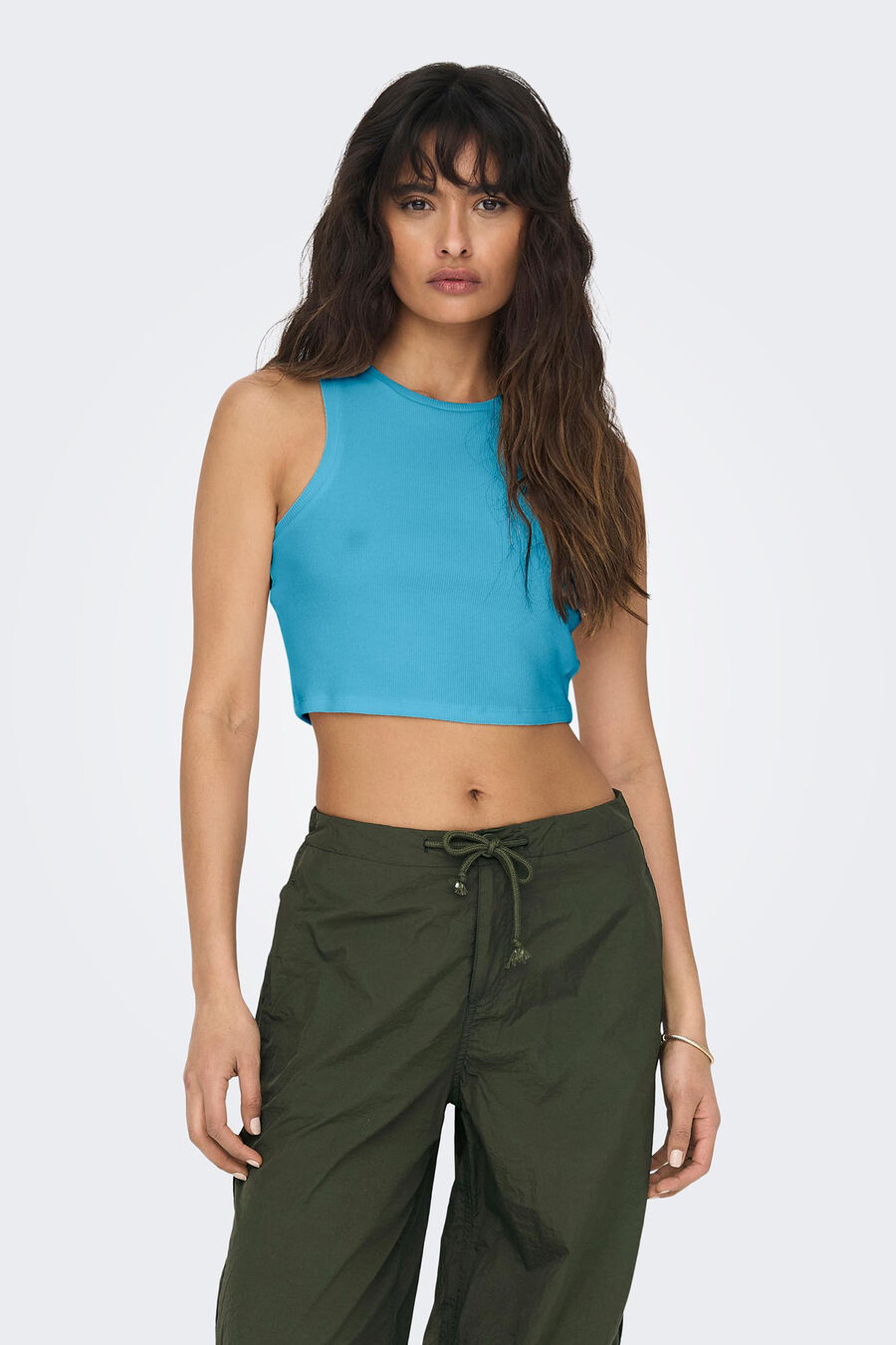 Top canalé cuello halter