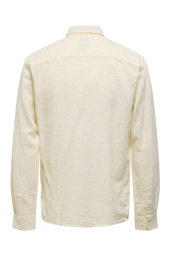 Only & Sons Camisa manga larga lino amarillo
