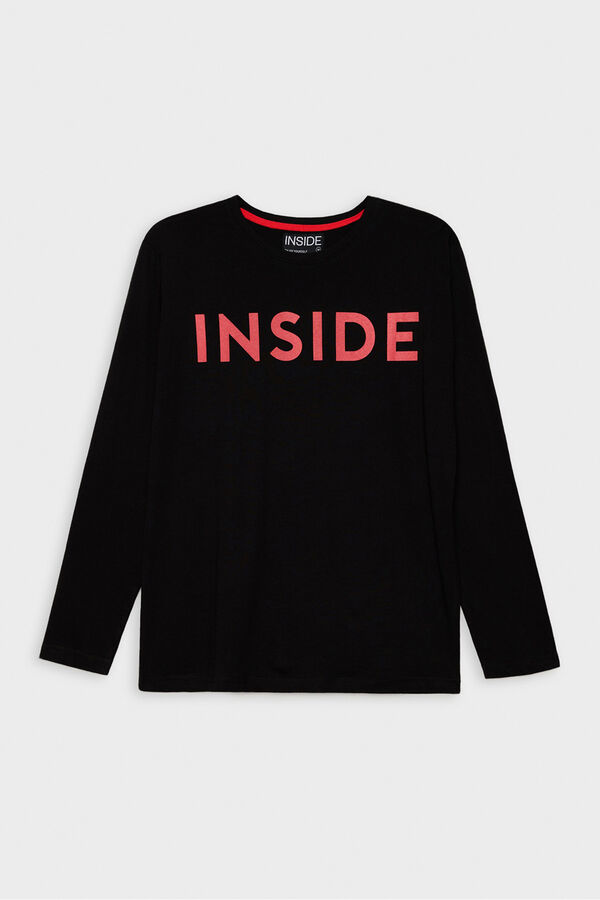 Inside T-shirt com estampado interna preto