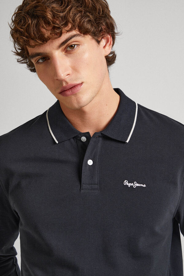 Springfield Piqué-Poloshirt mit Logostickerei schwarz