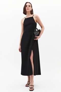 Oxxo Vestido maxi de cuello halter con abertura