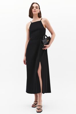 Vestido maxi de cuello halter con abertura