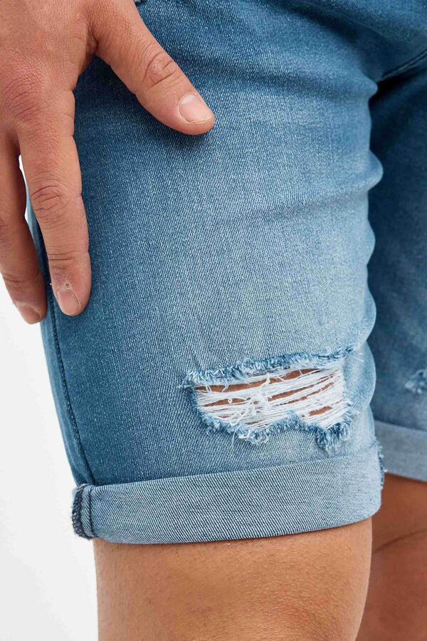 Inside Skinny denim Bermuda shorts blue