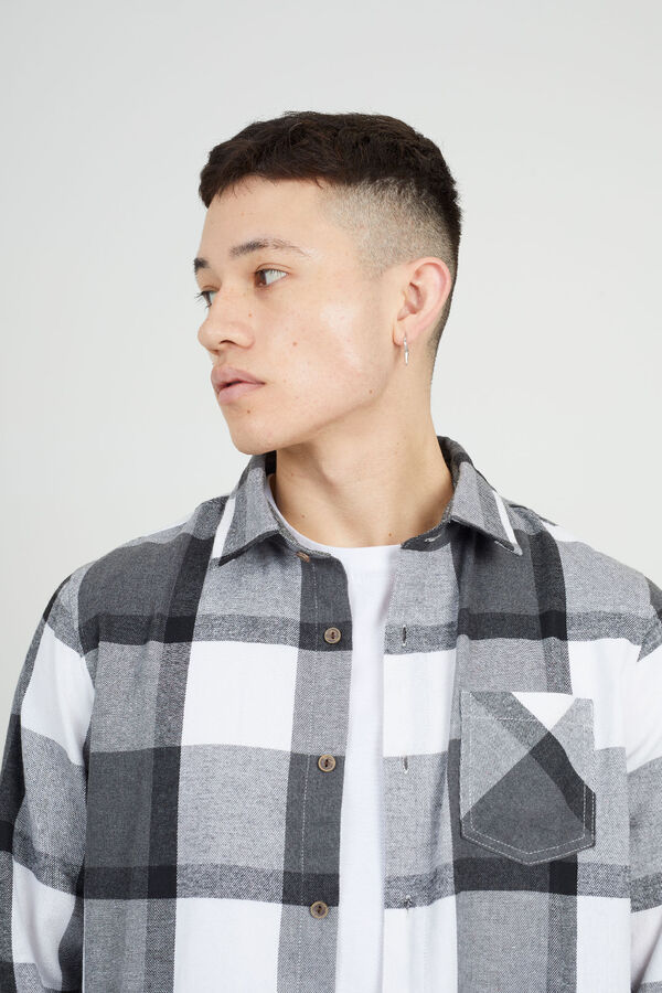 Brave Soul Camisa xadrez cinzento