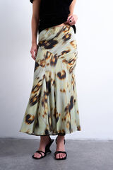 Topshop Falda midi de viscosa verde