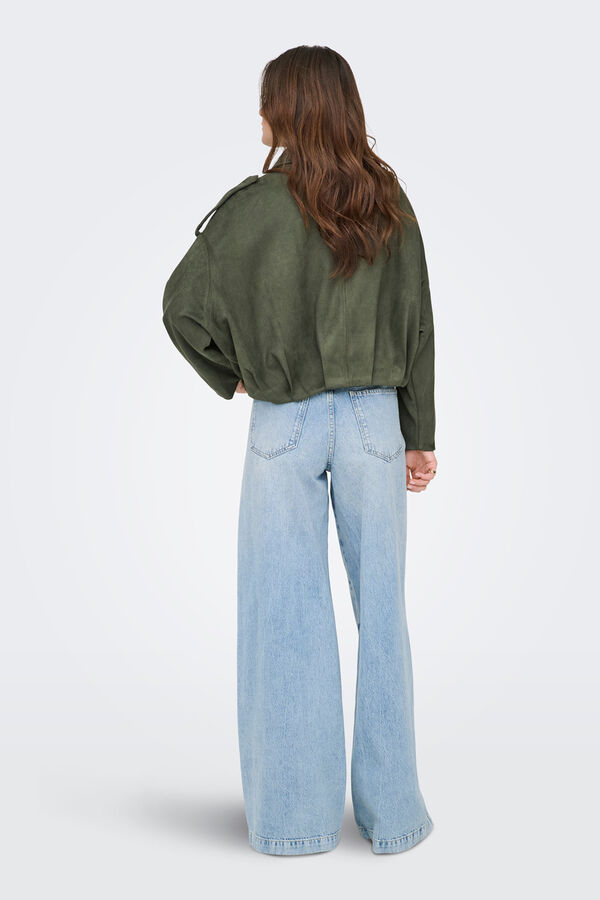 JDY Suede-effect bomber jacket green