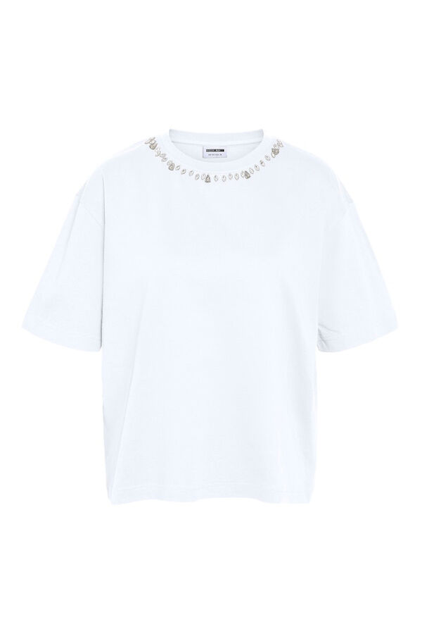 Noisy May T-Shirt mit Ausschnitt Wei&szlig;