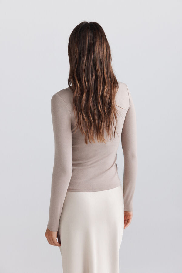 Springfield T-shirt col roul&eacute; nude