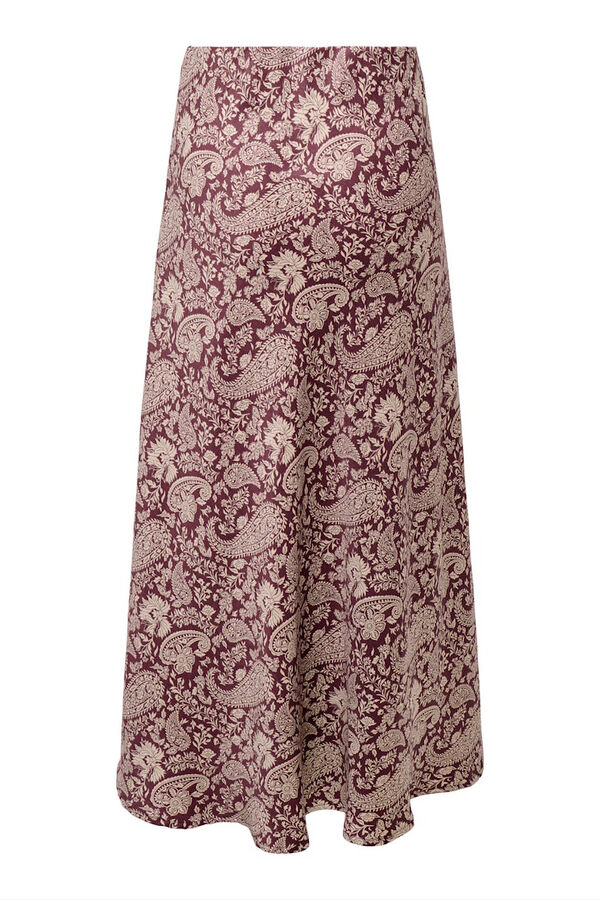 Only Falda midi sat&eacute;n estampado