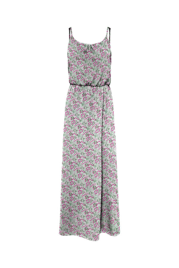 Springfield Strappy long printed dress pink