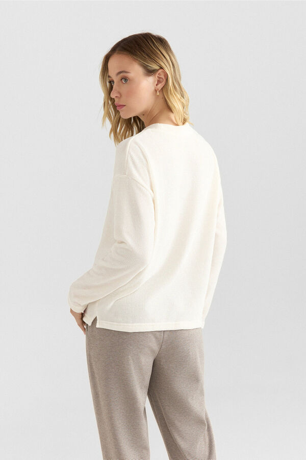 Springfield Fine knit patterned jumper white