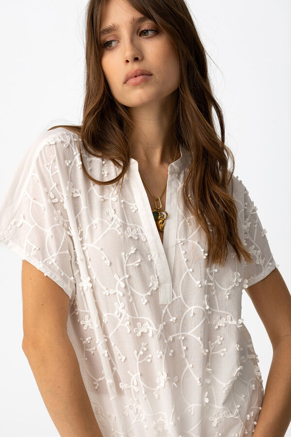 Tiffosi Blusa de manga curta e modelagem solta bege