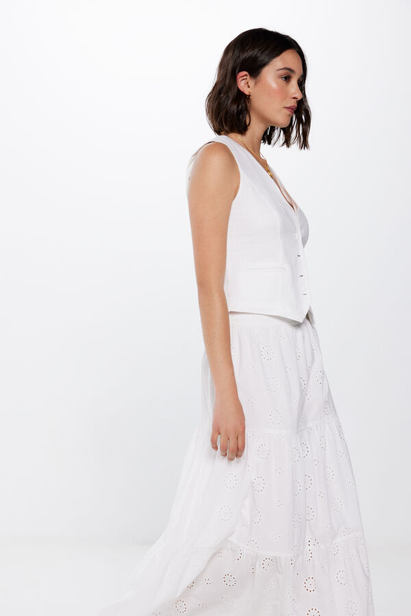 Springfield Midi suknja sa švicarskim vezom bijela