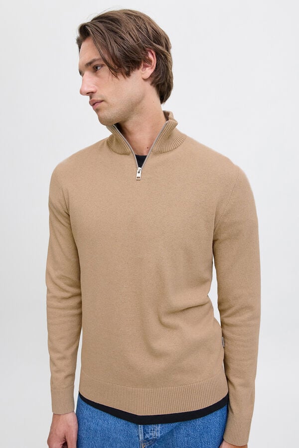 JJ REBEL Neck zip fastening jumper grey