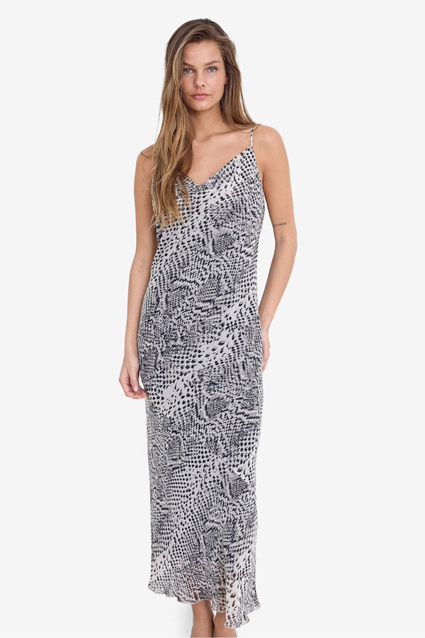 Noisy May Animal print midi dress with straps white