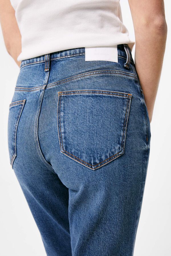 Springfield Jeans Straight Cropped Lavagem Sustentável azul