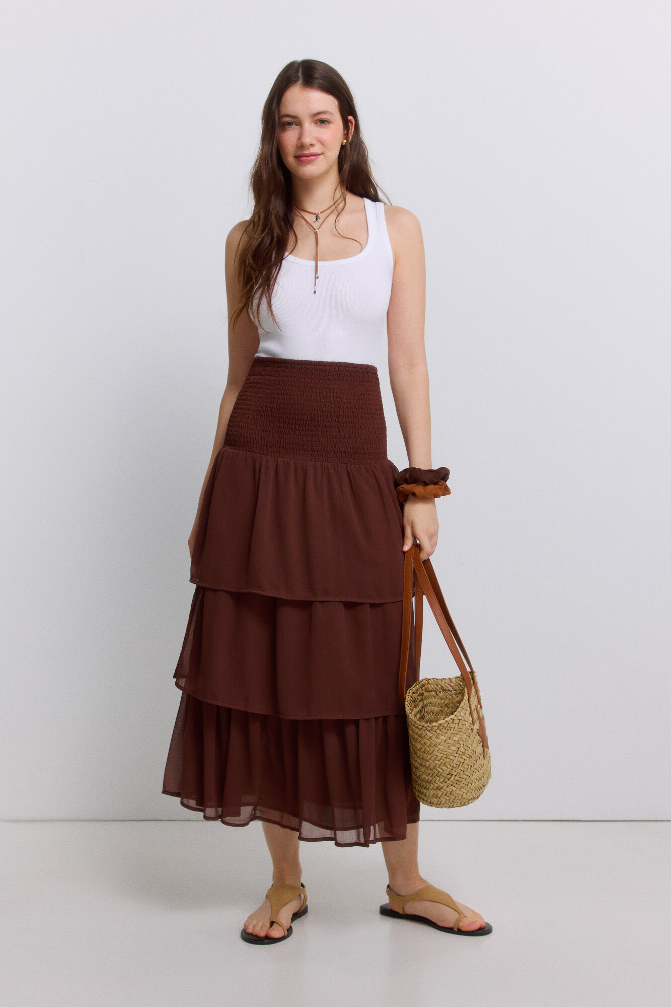 Springfield Honeycomb ruffle midi skirt