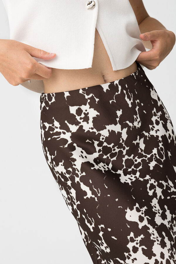 Tiffosi Falda Midi Satinada marr&oacute;n