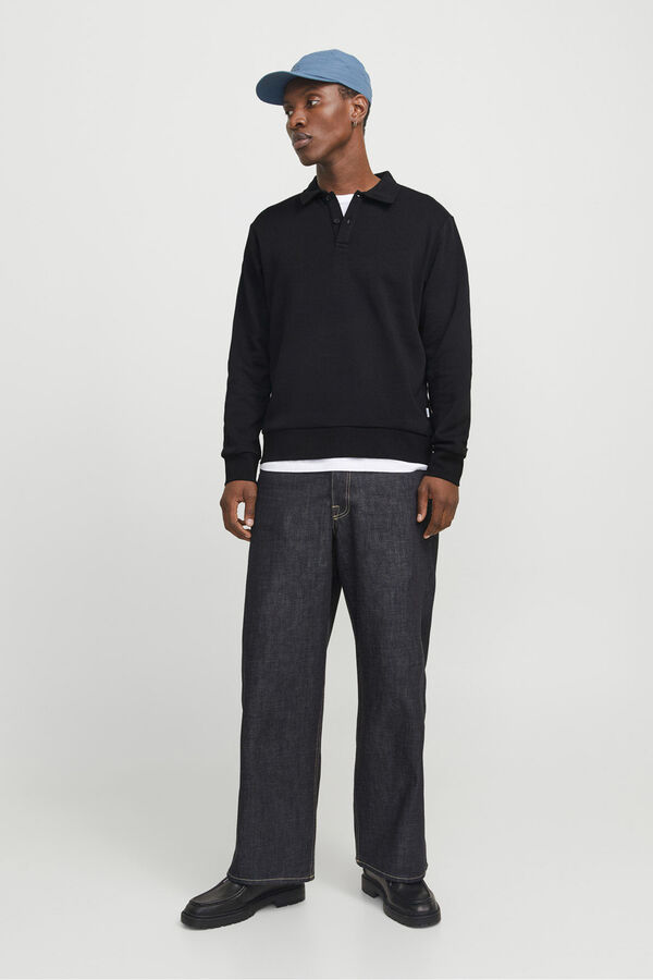 Jack & Jones Sudadera tipo polo negro