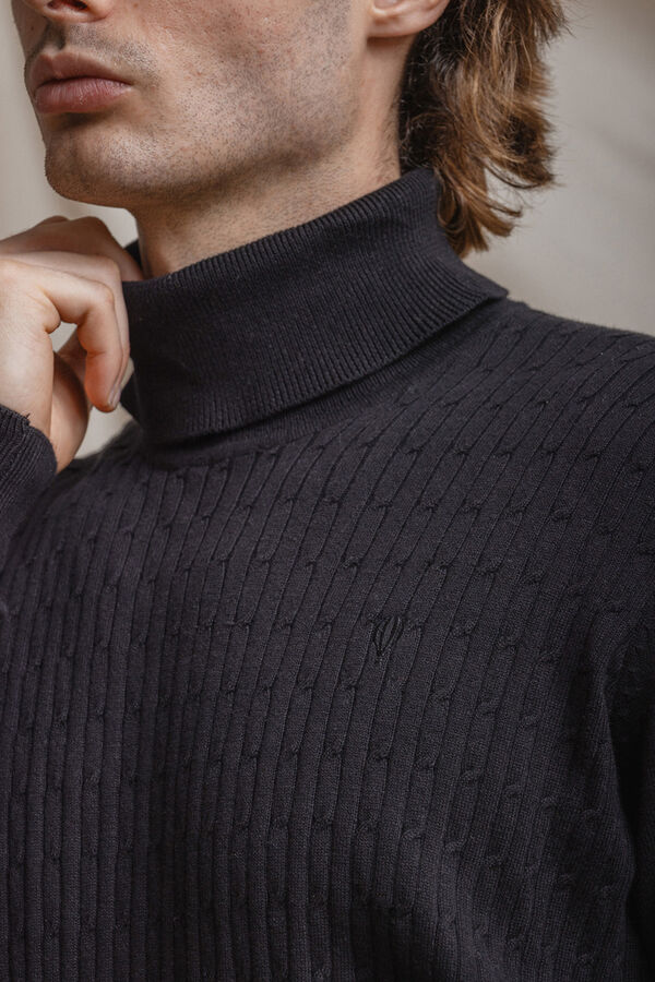 Celopman Jersey Nudos Cuello Vuelto negro