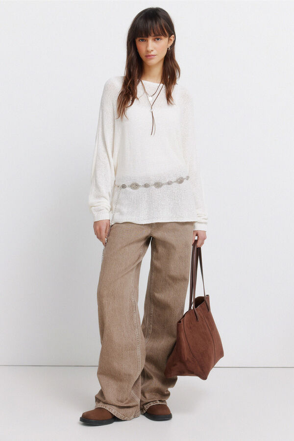 Springfield Pull uni en chenille marron