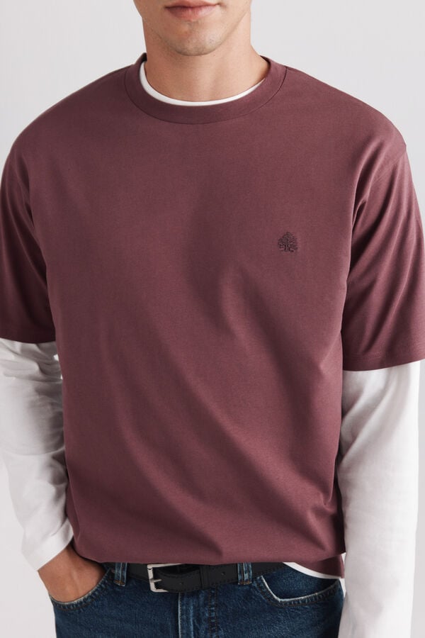 Springfield T-shirt b&aacute;sica com logo Springfield vermelho