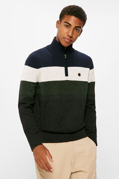 Springfield Colour block džemper s visokim ovratnikom s patentnim zatvaračem Siva