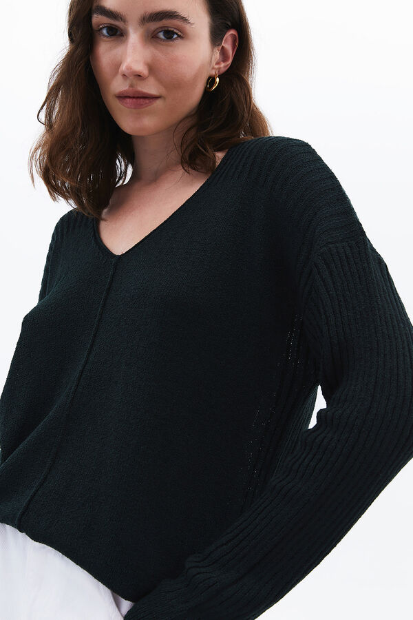 Oxxo Jersey de cuello pico verde