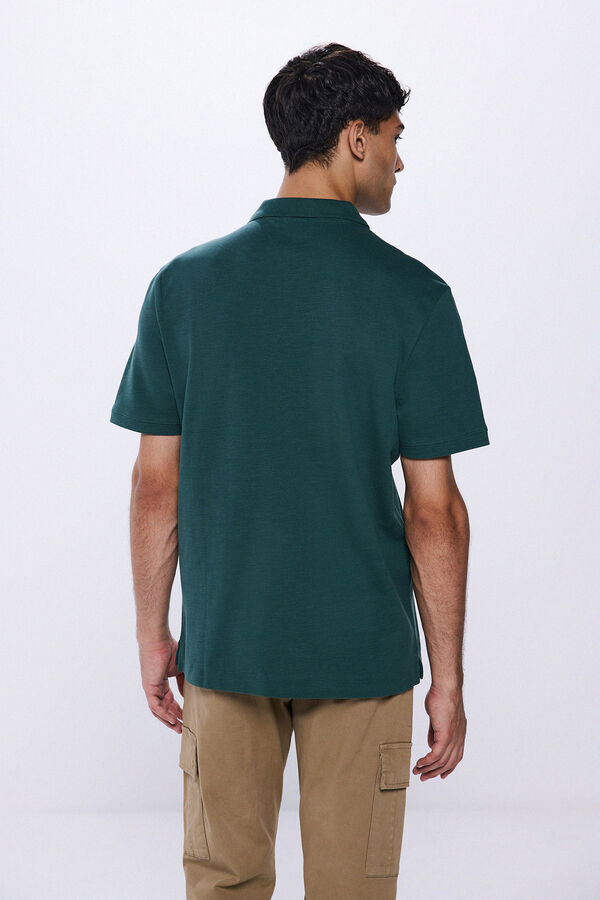 Springfield regular fit piqué polo shirt green