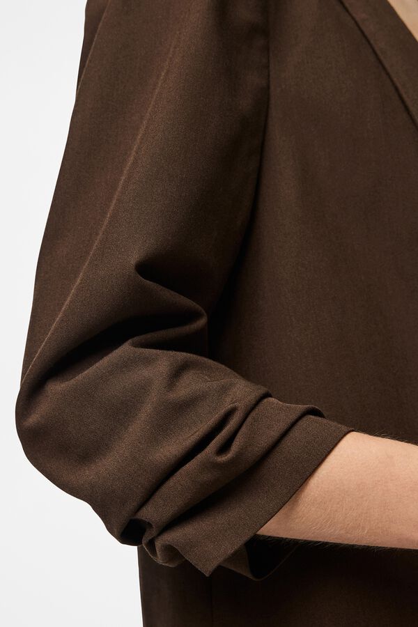 Pieces 3/4 sleeve blazer brown
