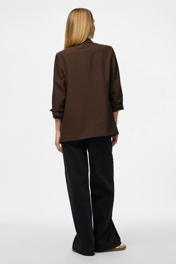 Pieces 3/4 sleeve blazer brown