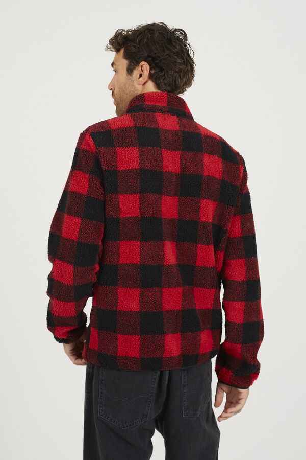 Brave Soul Checkered zip fastening sweatshirt rouge