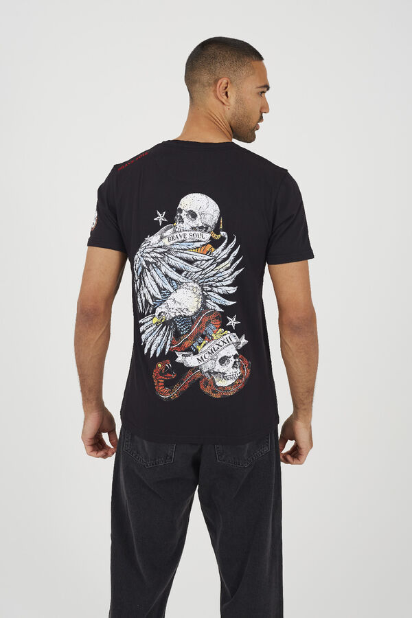 Brave Soul Printed short sleeve T-shirt Crna