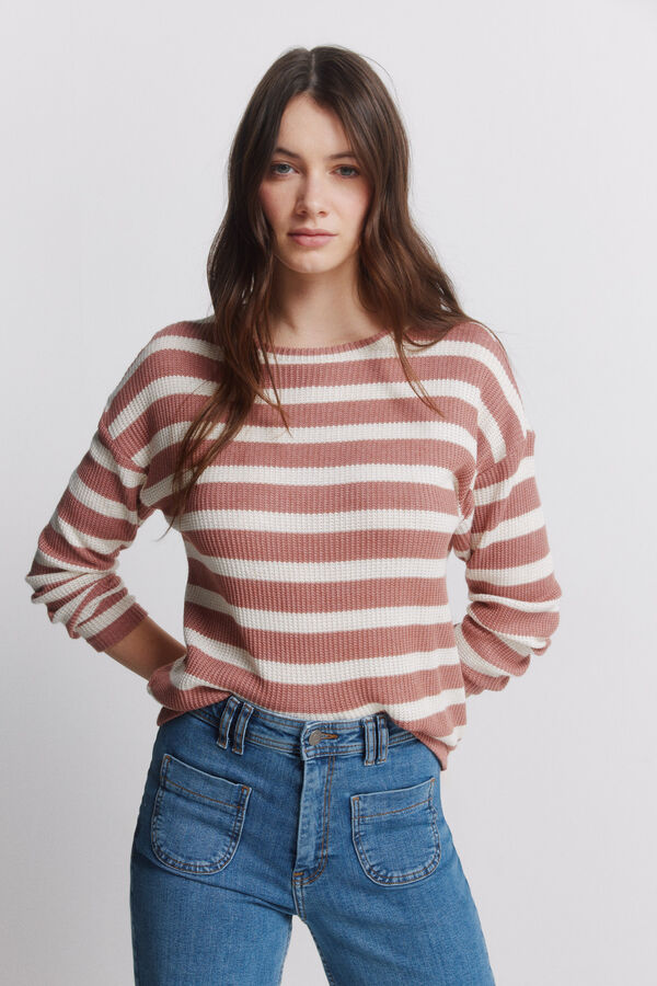 Springfield Striped thin long sleeve jumper pink