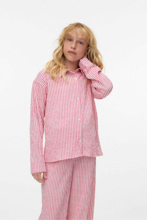 Vero Moda Girl Long sleeve lapel collar shirt pink