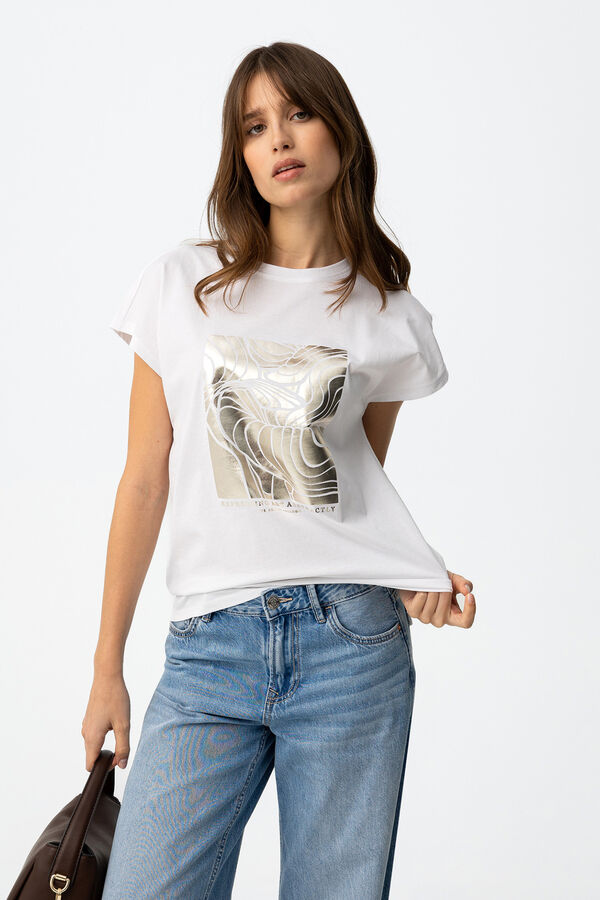 Tiffosi Metallic print T-shirt blanc