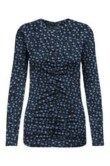 Only Top franzida com estampado floral azul