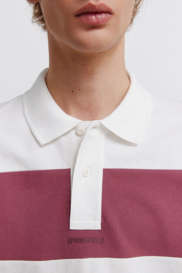 Springfield Polo piqu&eacute; bloques color regular fit marfil