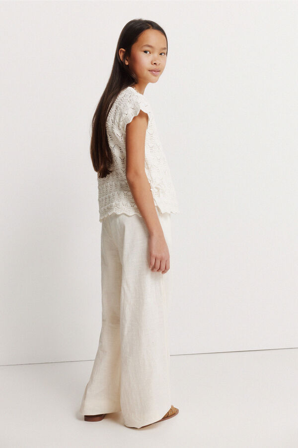 Springfield Kids Pantal&oacute;n fluido con bordados ni&ntilde;a nude