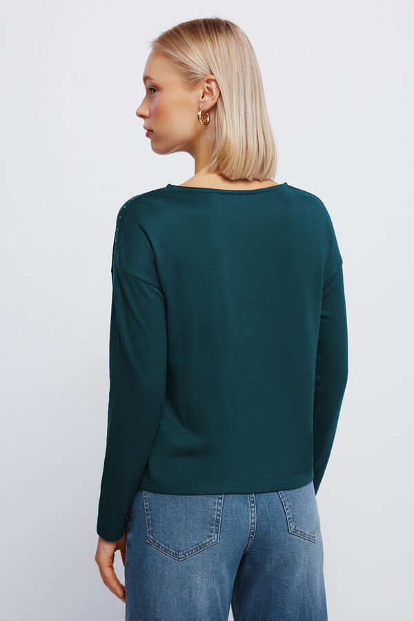 Springfield Studded boat neck T-shirt green
