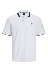 Springfield PLUS Cotton polo shirt with short sleeves and contrast detail white