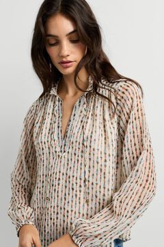Pepe Jeans Blusa fluida con cintas y borlas