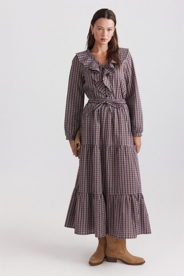 Springfield Plaid long skirt blue