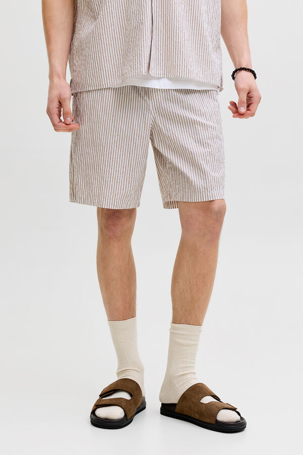 Jack & Jones Striped seersucker Bermuda shorts nude