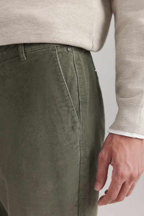 Springfield Pantalon en velours c&ocirc;tel&eacute; lav&eacute; beige