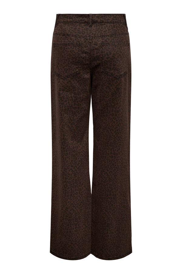 Only Pantal&oacute;n Wide Leg animal print rojo