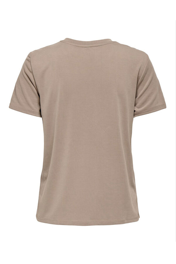 Only Camiseta dibujo frontal beige